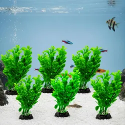 Foodie Puppies Aquarium Plastic Plant Green Artificial (Ficus Plant, Small, 10 x 4 x 11 cm) with Resin Base | Decorative