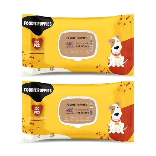 Image of Foodie Puppies Biodegradable Pet 200 Wet Wipes with Lavender Scent for Dogs