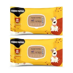 Foodie Puppies Biodegradable Pet 200 Wet Wipes with Lavender Scent for Dogs