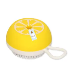 Foodie Puppies Dog Shampoo Dispenser Body Scrubber Bath Brush - (Lemon Dispenser Brush) for Dogs, Cats, Rabbits & Small Animals, Dispenser Brush for Shower Bathing & Massaging Soft Silicone....