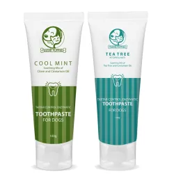 Foodie Puppies Dog Toothpaste Combo - (Cool Mint and Tea Tree - 100g Each) with Clove and Cinnamon Oil, Enzymatic Tartar Control, Fresh Breath, Plaque Care, Healthy Gums and Strong Teeth