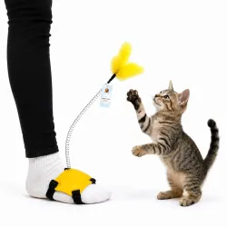 Foodie Puppies Interactive Cat Teaser Stick Wand Toy with Feather - (Foot Worn Teaser, 24cm) (Small) | Cat Feather Inter