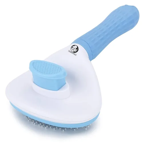 Image of Foodie Puppies Grooming & Cleaning Thin Slicker Brush for Dogs & Cats | Self Clean Brush for Shedding | Gently Removes L