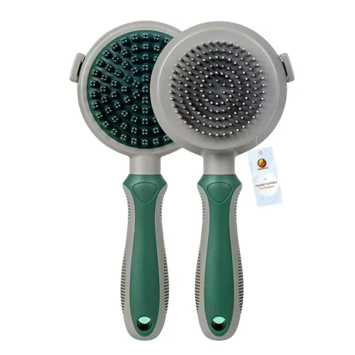 Image of Foodie Puppies Pet Self Cleaning Grooming Massager Slicker Brush for Dogs & Cats - (Magic Duo Slicker) Effortless Underc