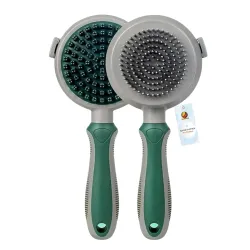 Foodie Puppies Pet Self Cleaning Grooming Massager Slicker Brush for Dogs & Cats - (Magic Duo Slicker) Effortless Undercoat Removal, Stress-Relieving Massaging Tool, Ideal for Long & Short H...