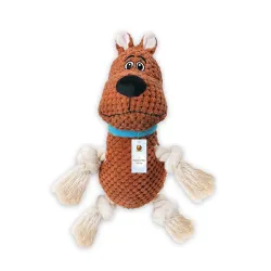 Foodie Puppies Dog Squeaky Plush Rope Toy - (Brown Scooby Plush Toy) | Crinkle, Non-Toxic, Stuffed, Teething, Chewing, P