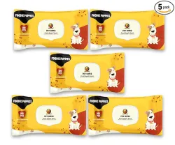 Foodie Puppies Anti-Bacterial 500 Pulls Pet Wet Wipes, 100 Wipes (Pack of 5)