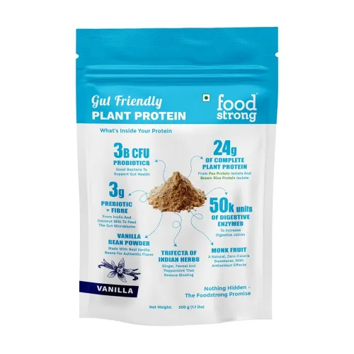 Image of Foodstrong Gut Friendly Plant Protein - Vanilla | 24g Complete Plant Protein with Probiotics, Digestive Enzymes, Prebiot