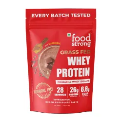 Foodstrong Whey Protein Isolate + Concentrate, 100% Hormone Free Grass-Fed Whey, 26G Protein & 6.6G BCAA, Dutch Chocolat