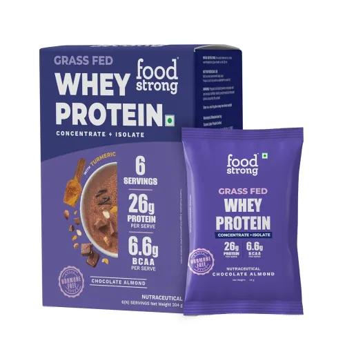 Image of Foodstrong Whey Protein Powder (Concentrate + Isolate), 100% Hormone Free Grass-Fed Whey, 26G Protein & 6.6G BCAA, Choco