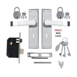 Foora Luxury Mortise Lock Set - 6 Lever Mechanism, High-Security, SS Matt Finish, Brass Latchbolt with Reversible Latch,