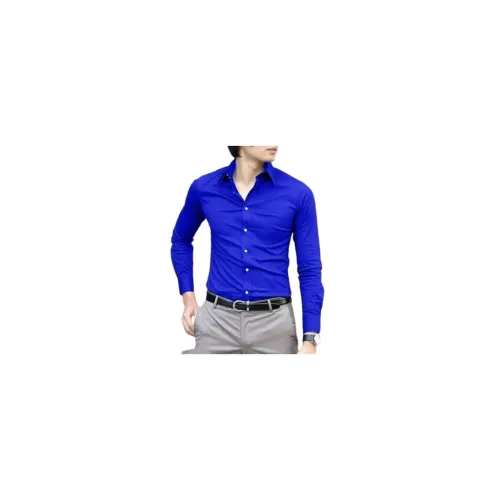 Image of for Men Cotton Blend Full Sleeve Solid Spread Collar