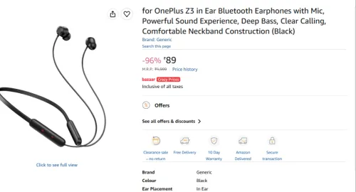 Image of for OnePlus Z3 in Ear Bluetooth Earphones with Mic, Powerful Sound Experience