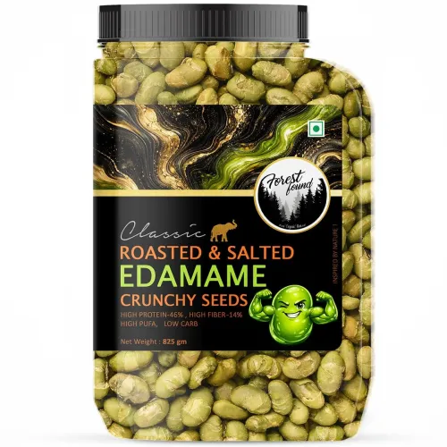 Image of Forest Found Roasted Salted Edamame (825g) | Protein (46%) & Fiber (14%) | Oil-Free, Vacuum Roasted Crunchy Green Soybea