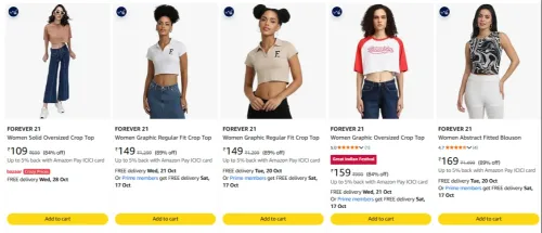 Image of FOREVER 21 Women's Clothing upto 89% Discount