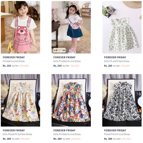 Image of Forever Friday Girls Dresses @ Starting ₹259