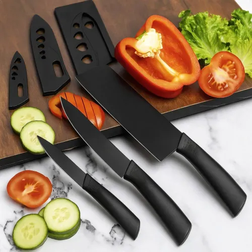 Image of FOROLY 3 Pc Stainless Steel Knife Set for Vegetable Cutting