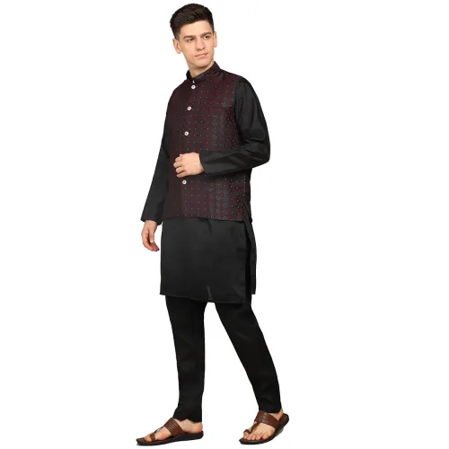 Image of Fort Worth Men's Kurta Pyjama with Nehru Jacket