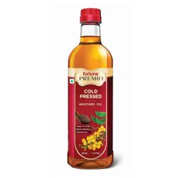 Fortune Premio Cold Pressed Mustard Oil 1L Bottle | Rajasthan Mustard Seeds | Rich in Omega 3 & 6 (PUFA) | Natural Antioxidants | Strong Aroma | Ideal for Frying & Pickles