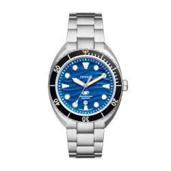 Fossil Analog Blue Dial Mens Watch FS6064 (Silver Band)