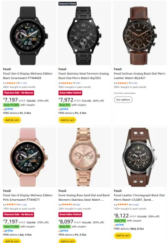 Image of Fossil Analog Watch Upto 78% Discount
