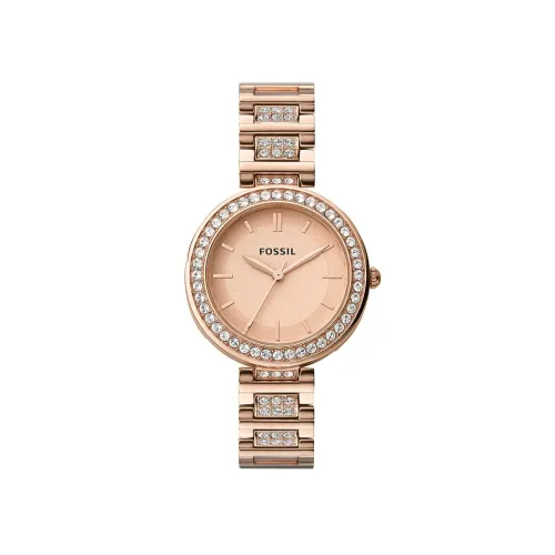 Image of Fossil Stainless Steel Women Karli Rose Gold Dial Analog Watch Bq3181, Rose Gold Band