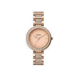 Fossil Stainless Steel Women Karli Rose Gold Dial Analog Watch Bq3181, Rose Gold Band