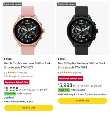 Image of Fossil Smartwatch at minimum 70% Discount