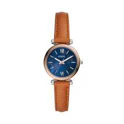 Fossil Women Leather Carlie Mini Analog Blue Dial Watch