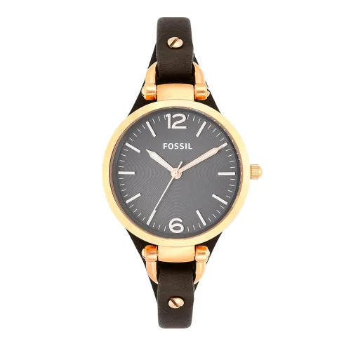 Image of Fossil Women Leather Georgia Analog Grey Dial Watch