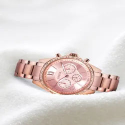 Fossil Women Rose Gold-Toned Embellished Analogue Watch BQ3377Fossil