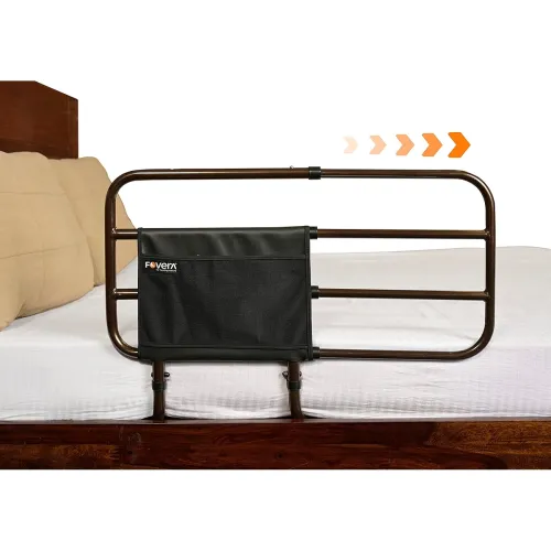 Image of FOVERA Adjustable Bed Safety Rail for Adults, Elderly, Seniors & Surgery Patients – Assist Bar with Storage Pocket for F