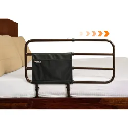 FOVERA Adjustable Bed Safety Rail for Adults, Elderly, Seniors & Surgery Patients – Assist Bar with Storage Pocket for F