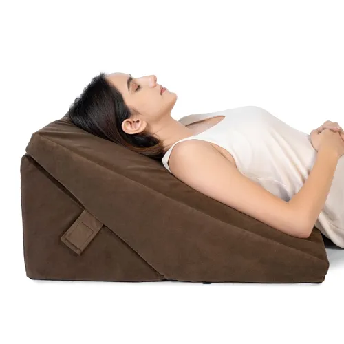 Image of FOVERA Adjustable Memory Foam Bed Wedge Pillow (Velvet Brown, XL)