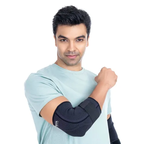 Image of FOVERA Elbow Support Brace with Strap - Adjustable Compression Elbow Binder for Tennis Elbow