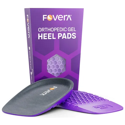 Image of FOVERA Orthopedic Heel Pads for Heel Pain Relief, Massaging Gel Heel Cups for All Day Cushioning & Comfort, Slim Design 