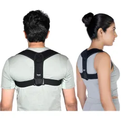 FOVERA Posture Corrector for Men & Women|Premium Neoprene Fabric - Breathable & Comfortable|Adjustable BaFOVERA Posture Corrector ck Brace for Upper & Mid Back Pain Relief, (Half)