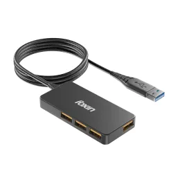 Foxin 4-in-1 USB Hub Ultra Slim | 4 x USB Ports with 1.5 Meter Cable | 480 Mbps Transfer Speed | Multi USB Port Connector for Laptop, PC, Mac | Plug & Play Multiport Adapter - FUH 002