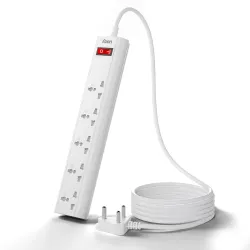 FOXIN Surge Protector, 5 Universal Sockets, 2500 Watt, 2 Meter 6.5 Feet Cord | Fire Proof & Automatic Overload Protection, Spike Guard/Extension Board with Master Switch | 1 Year Manufacture...
