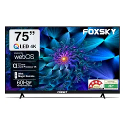Foxsky 75 Inch Frameless 4K UHD Smart TV (FS75GATV) Black