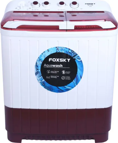 Image of FOXSKY 9.5kg Semi-Automatic Top Load Washing Machine FS-SATL95WM, Maroon/White