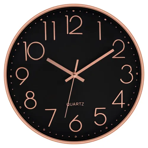 Image of Foxtop 10-Inch Modern Silent Wall Clock (Rose Gold)