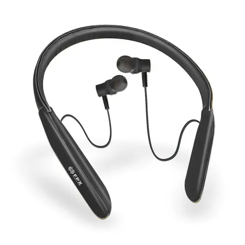 Image of FPX Fusion 65Hr Playtime with Superior Sound Neckband Headphone Bluetooth Headset (Black, in The Ear)