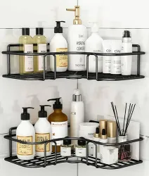 Frap 2-Tier Bathroom Corner Shelf (Black)