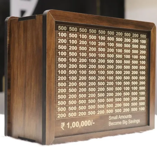 Image of Fravy Wooden Money Saving Box (Counting Target, Brown) 
