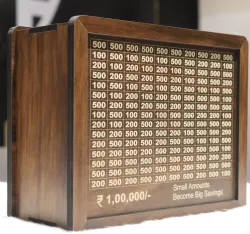 Fravy Wooden Money Saving Box (Counting Target, Brown)