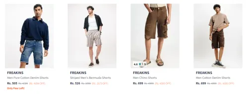 Image of Freakins Men's Shorts at minimum 80% Discount