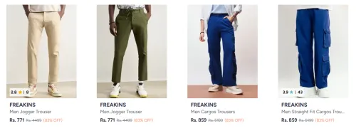 Image of Freakins Men's Trousers at minimum 80% Discount