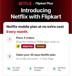 FREE Netflix Every Month with Flipkart Plus!