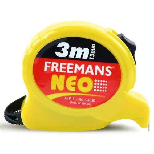 Image of FREEMANS NEO 3m:13mm Steel Inchi Pocket Measuring Tape with Unbreakable ABS Case, Click-Action Front Lock, Finger Stop P